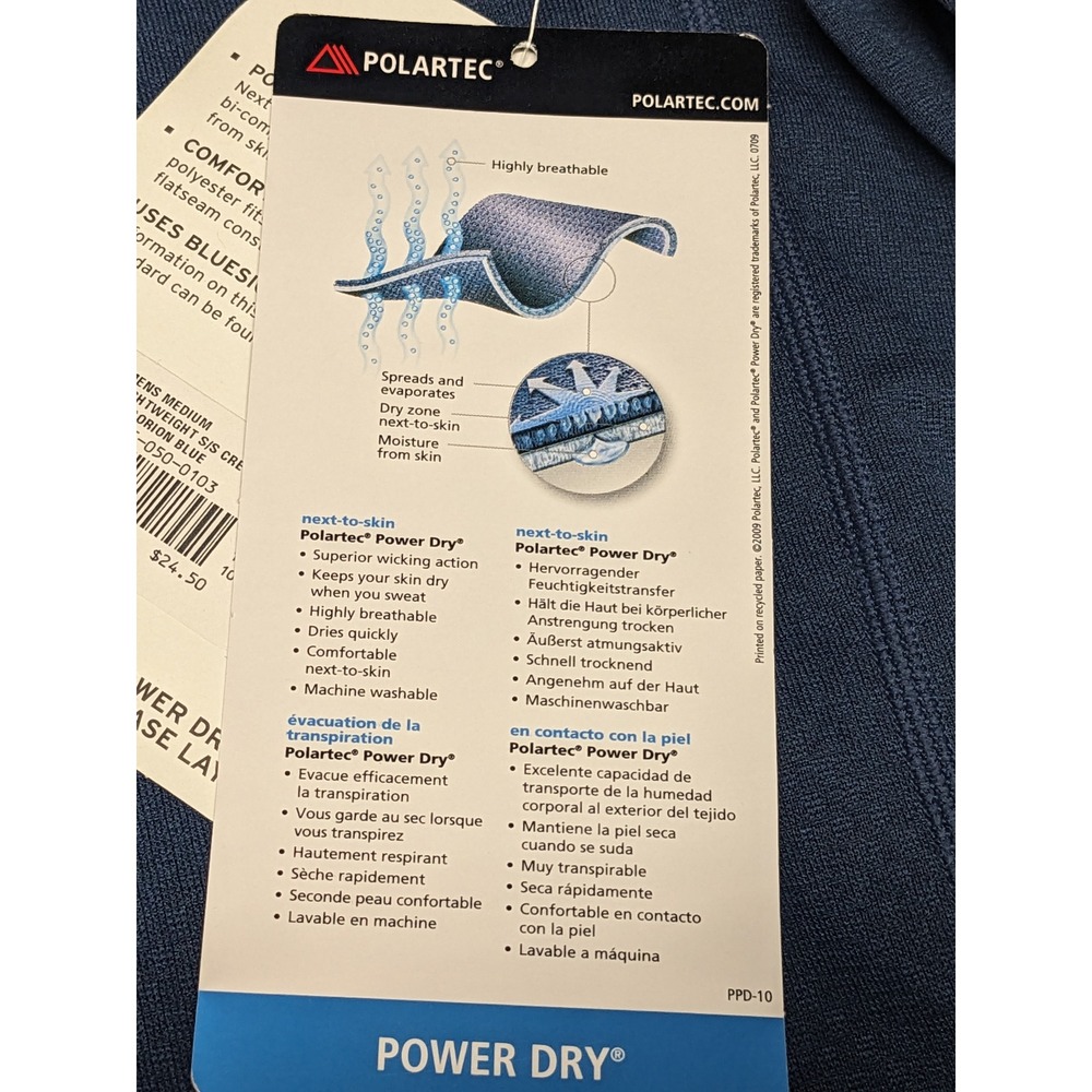 REI Mens Polartec Power Dry Lightweight Base Layer Crew Shirt Orion Blue Medium - Picture 6 of 12